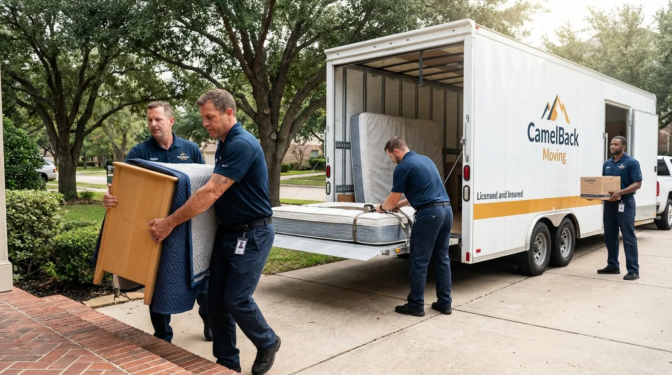 Crew loading residential truck for cross-state move from Saluda, SC